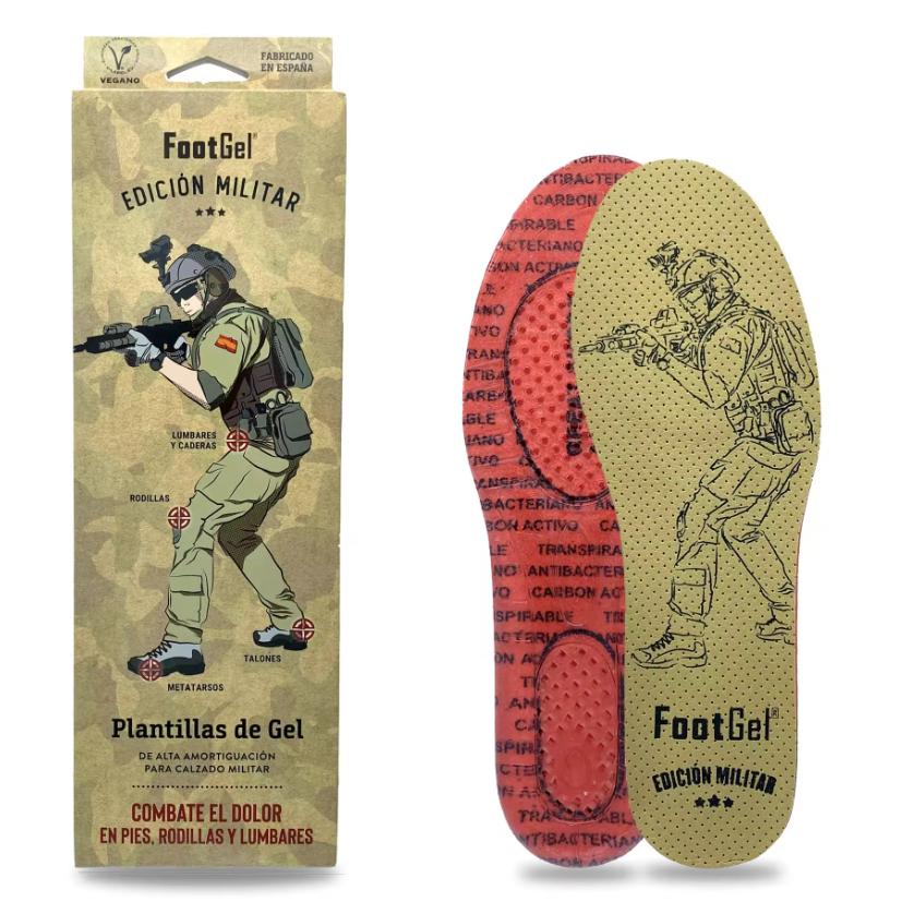 Footgel - Edición Militar y Policial - Plantillas de Gel para Calzado Militar - Alta Amortiguación y Prevención del Dolor - Secado Rápido
