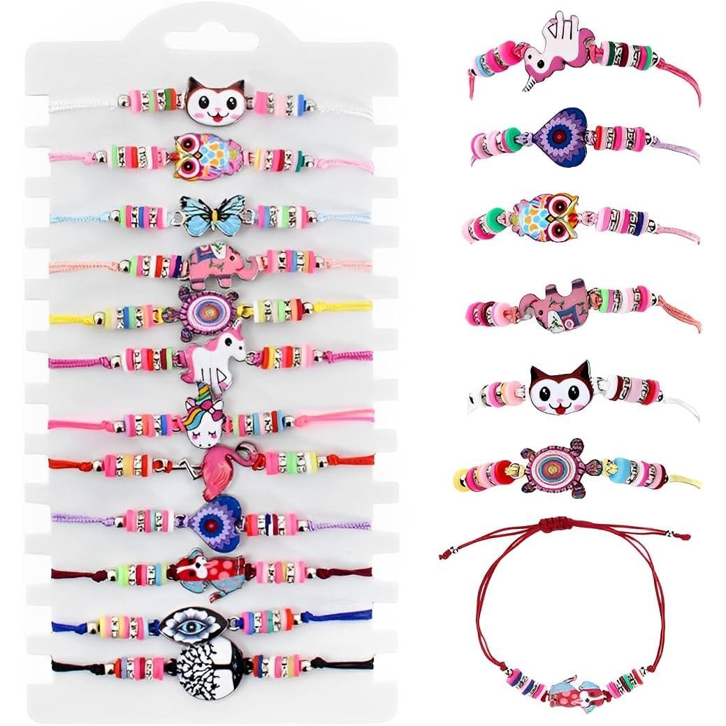 12 Pulseras de la Amistad para Niñas | Pulseras Infantiles Trenzadas Ajustables con Diseño de Unicornio | Regalos para Cumpleaños Infantil, Fiestas y Detalles para Amigas | Pulseras Coloridas