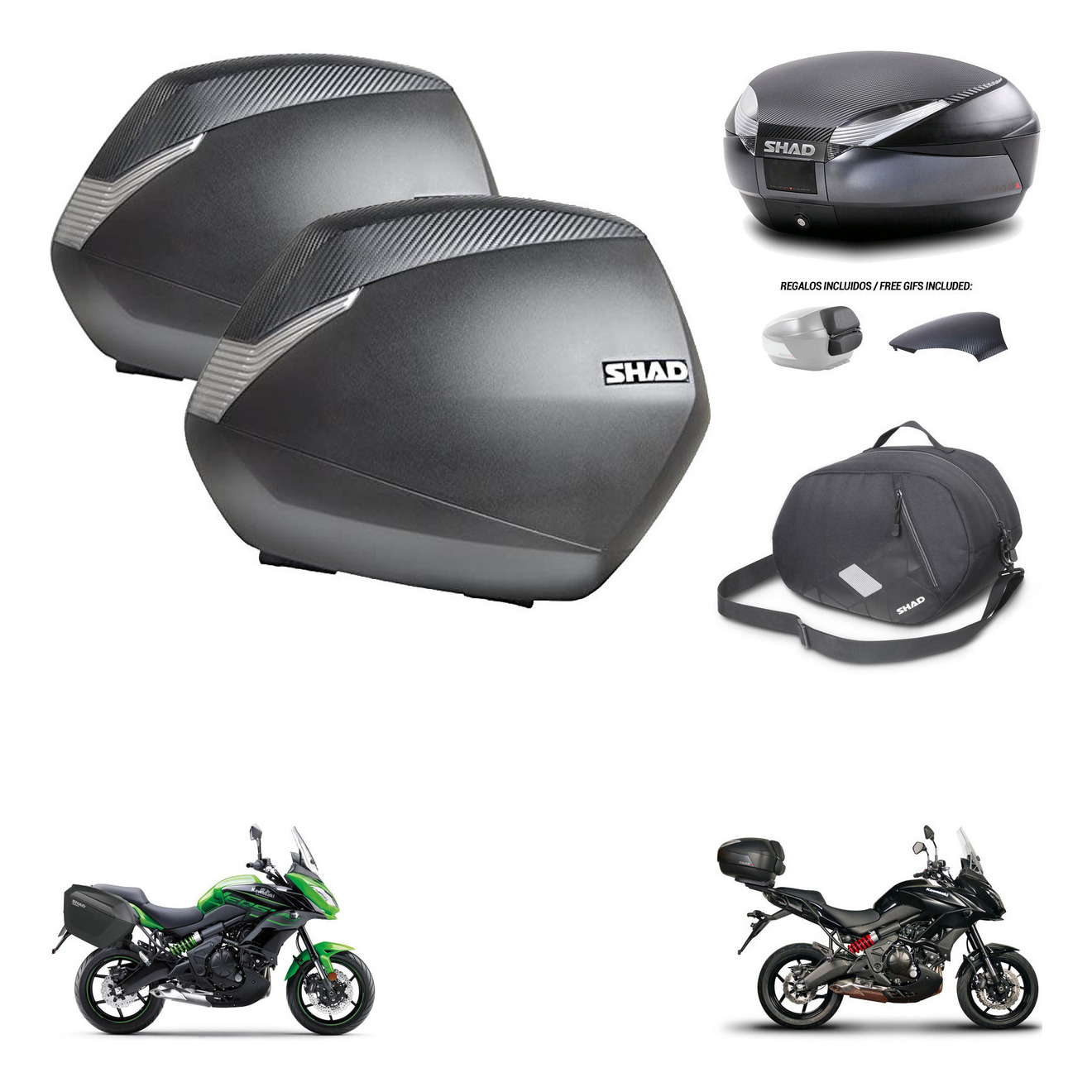 Baul Trasero + Maletas Laterales + Bolsa Interna + Herraje Montaje + Herraje 3P Sh36 Sh 36 Sh48 KIT-257037