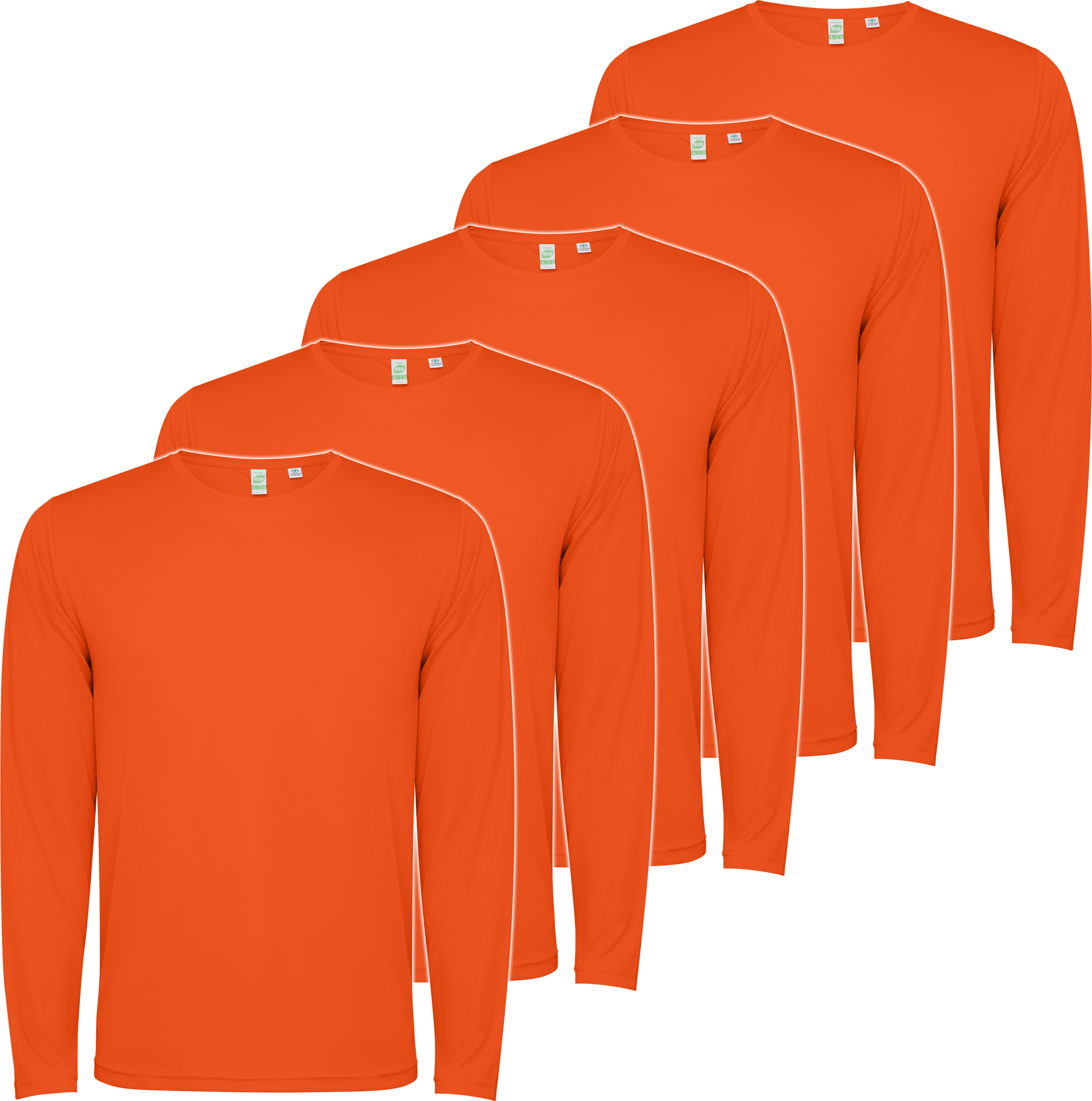 PACK 5 | Camiseta Técnica Manga Larga | Poliéster | Transpirable | Roly