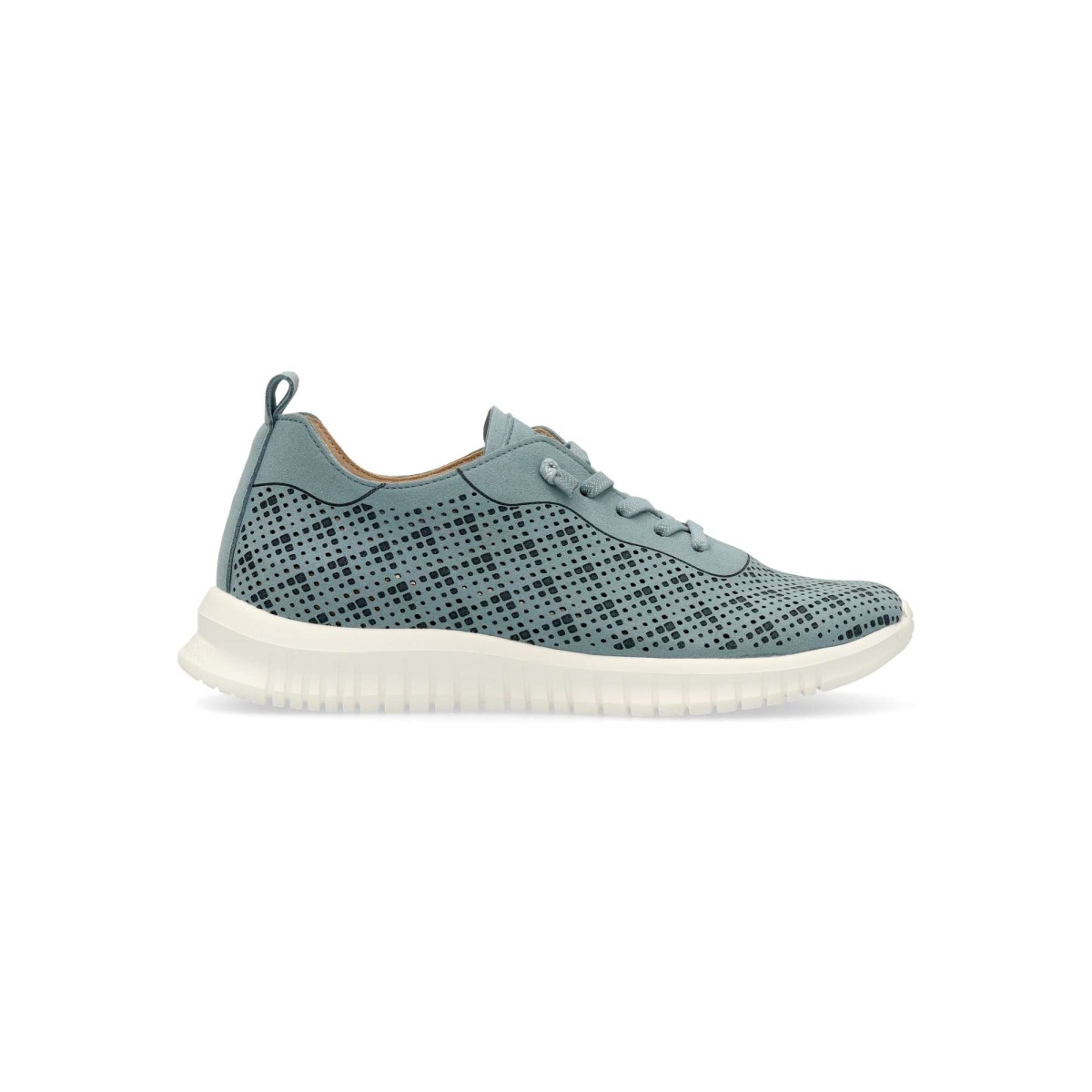 AMARPIES - Zapatillas deportivas casual mujer con cordones elásticos, piel sintética troquelada y suela de goma ligera color jeans