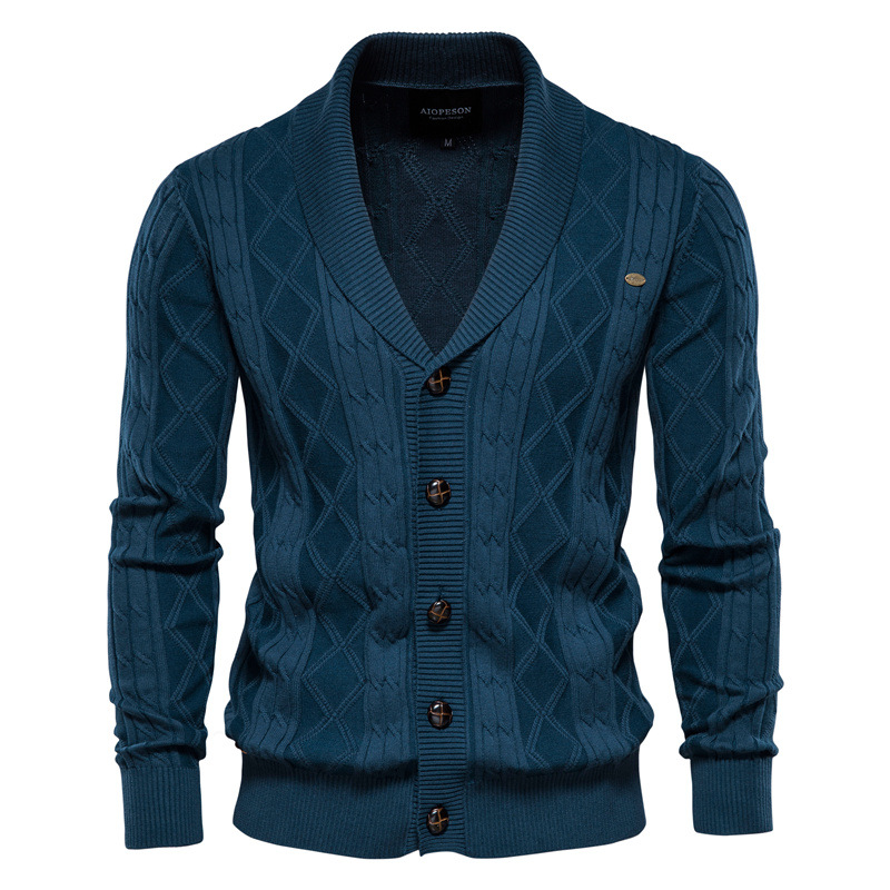 TK Cárdigan de manga larga con cuello en V para hombre, chaqueta de punto gruesa y moderna, estilo japonés, juvenil informal.