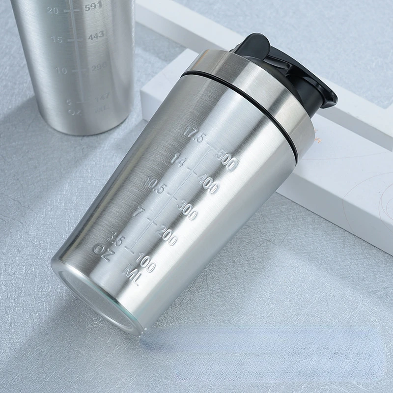 Botella De Proteína De Acero Inoxide 500/750ml en Prueba De Fugas Para Gimnasio Y Fitness With Escala Y Mezclador Para Batidos De Leche En Polvo