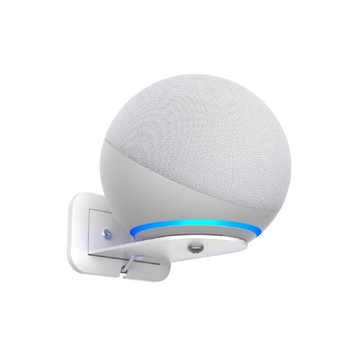 Plusacc Soporte de Pared para ECH0 4.Gen - Sin Pérdida de Ruido - Gestión de Cables Integrada - Accesorios para Dormitorio, Salón y Cocina - Color Blanco