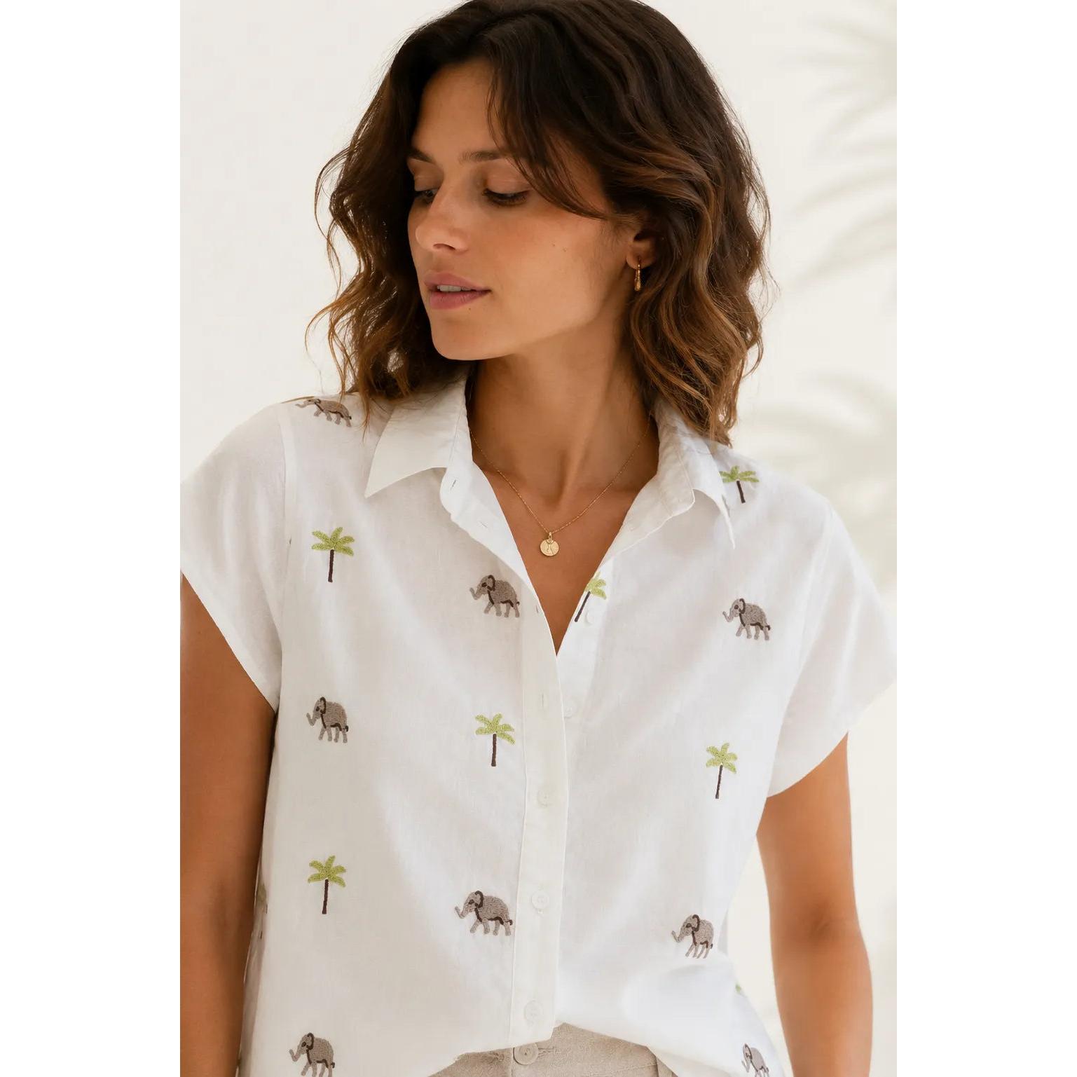 Compañia Fantastica Camisa Mujer Elefantes y Palmeras