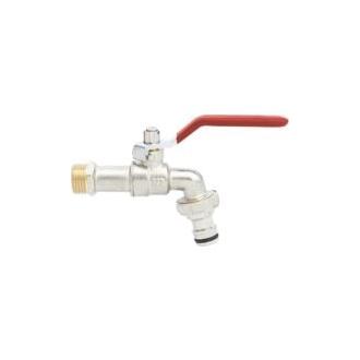CA Grifo de agua de latón, válvula de bola de entrada G1/2" para exterior con conector, grifo de jardín exterior para lavadora y depósito de agua de lluvia.