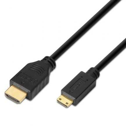 Cable HDMI Aisens A119-0114/ HDMI Macho - Mini HDMI Macho/ Hasta 10W/ 720Mbps/ 1.8m/ Negro