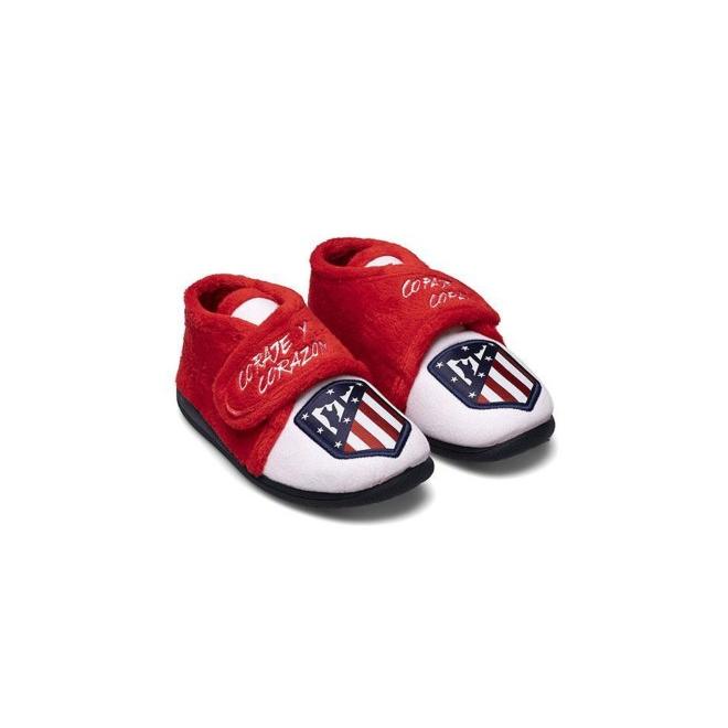 Zapatillas de Estar por Casa para Niño del Atlético de Madrid, Cómodas y Abotinadas con Cierre de Velcro, Plantilla de Espuma Antibacteriana y Suela Antideslizante, Talla 29, Ideales para Hinchas Colc