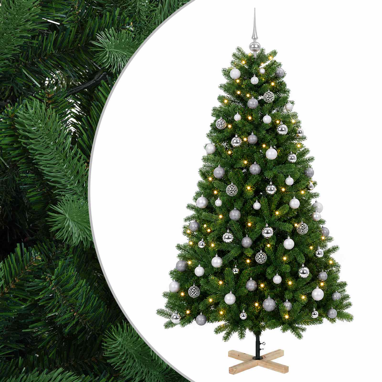 vidaXL Árbol de Navidad artificial con bolas 180 cm 300 LED