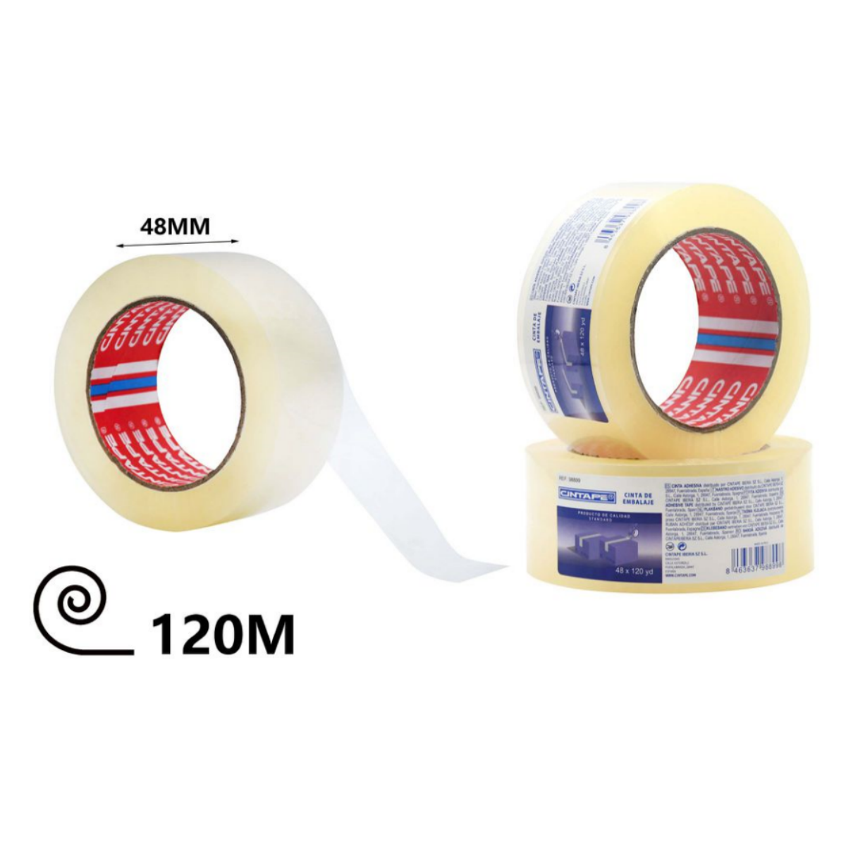 Cinta para Embalar Precinto Transparente y Marron ancho de 48mm Paquete 6 Rollos Cinta de Embalaje extra Fuerte Cintas adhesivas para cajas ,4 Tamaños para Elegir