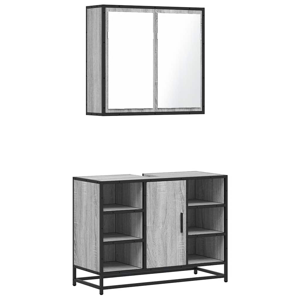 vidaXL Set de muebles de baño 2 pzas madera contrachapada gris sonoma