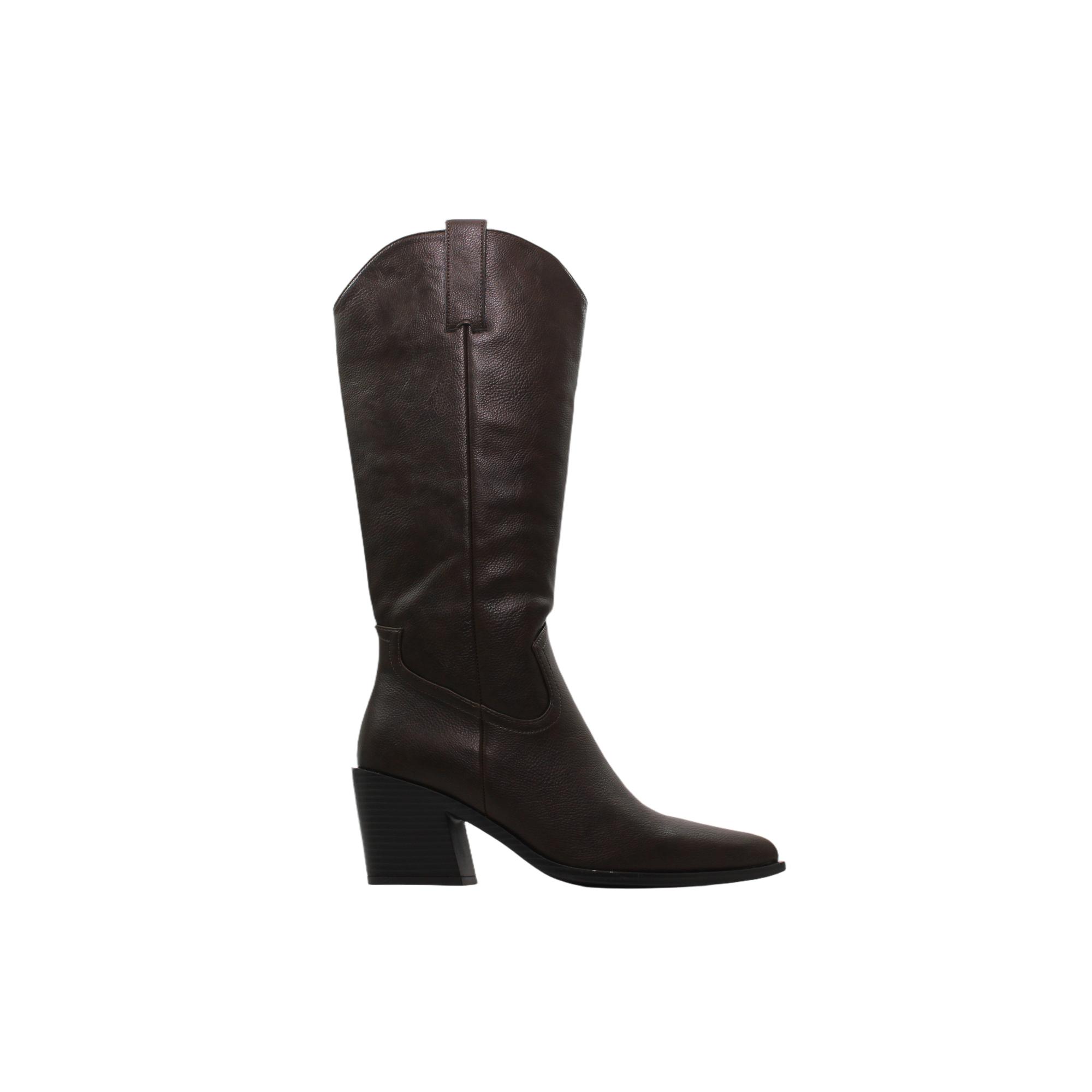 ETIKA 110572 Botas cowboy de polipiel, caña alta, tacón cubano inclinado, cremallera, suela de goma, para señora
