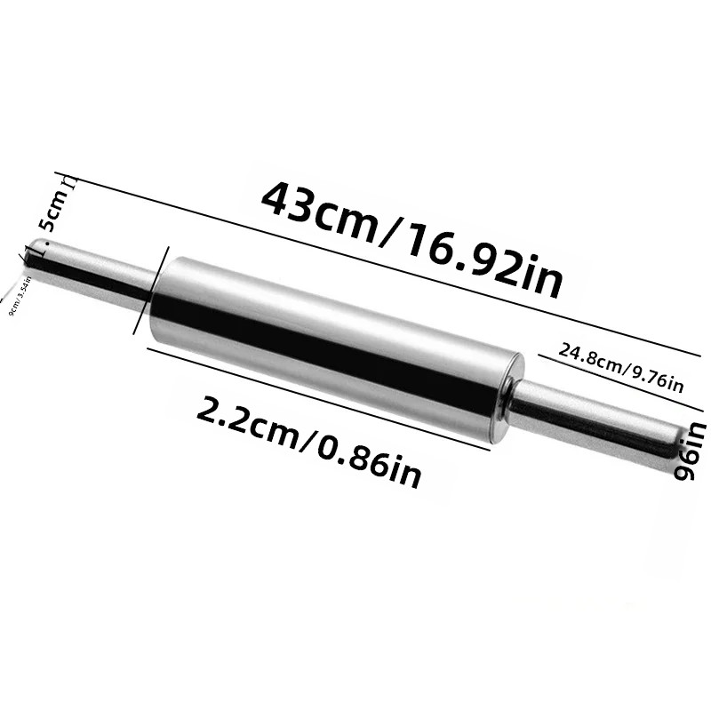 TK Rodillo De Amasar De Acero Inoxidable Para Massas No Adhesivas Con Manija Herramientas De Cocina Para Hornear Y Hornear Accesorios Para Pizzas