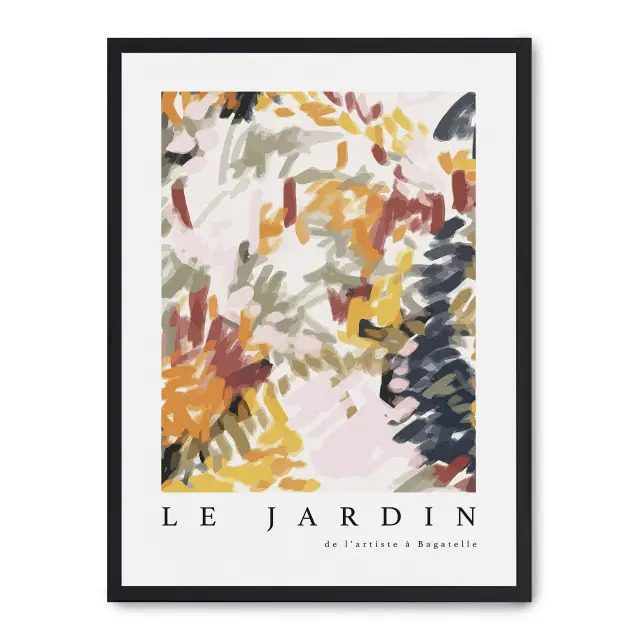 Cuadro le jardin vii 30x40cm, Póster impreso en papel de primera calidad de 180gr, montado sobre marco de madera MDF acabado en negro., Arte - Pinturas
