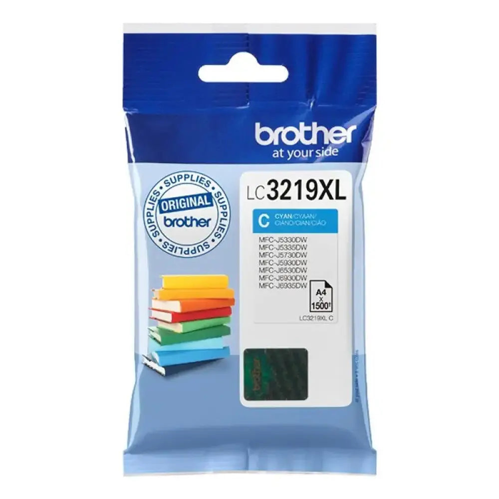 Brother - Cartucho de tinta cian LC3219XLC de larga duración para impresora MFC-J6530DW y MFC-J6930DW, rendimiento hasta 1500 páginas
