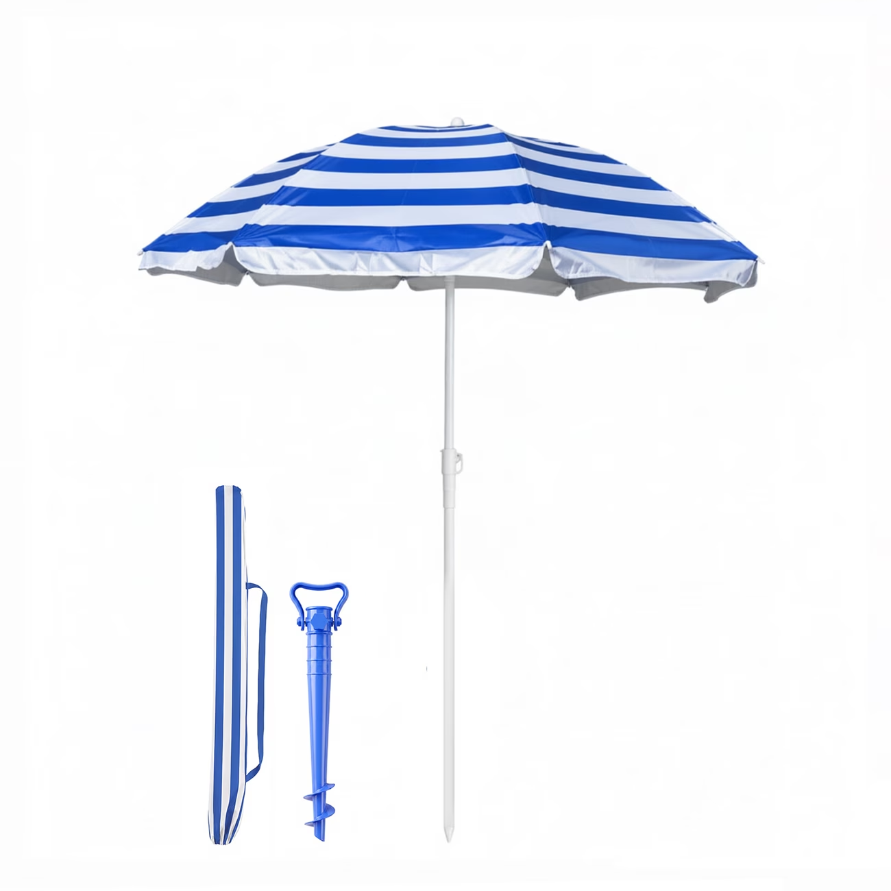 MIMO 1pc 143cm Balcony Sunshade Umbrella, UV-protective Beach Sunshade Umbrella, UPF 50+, 210T Oxford Fabric, 8 Sturdy Pillars That Are Wind-resistant, Adjustable Height And Tilt, Equipped with A Carrying Bag, Suitable for Balconies, Gardens And Beaches.