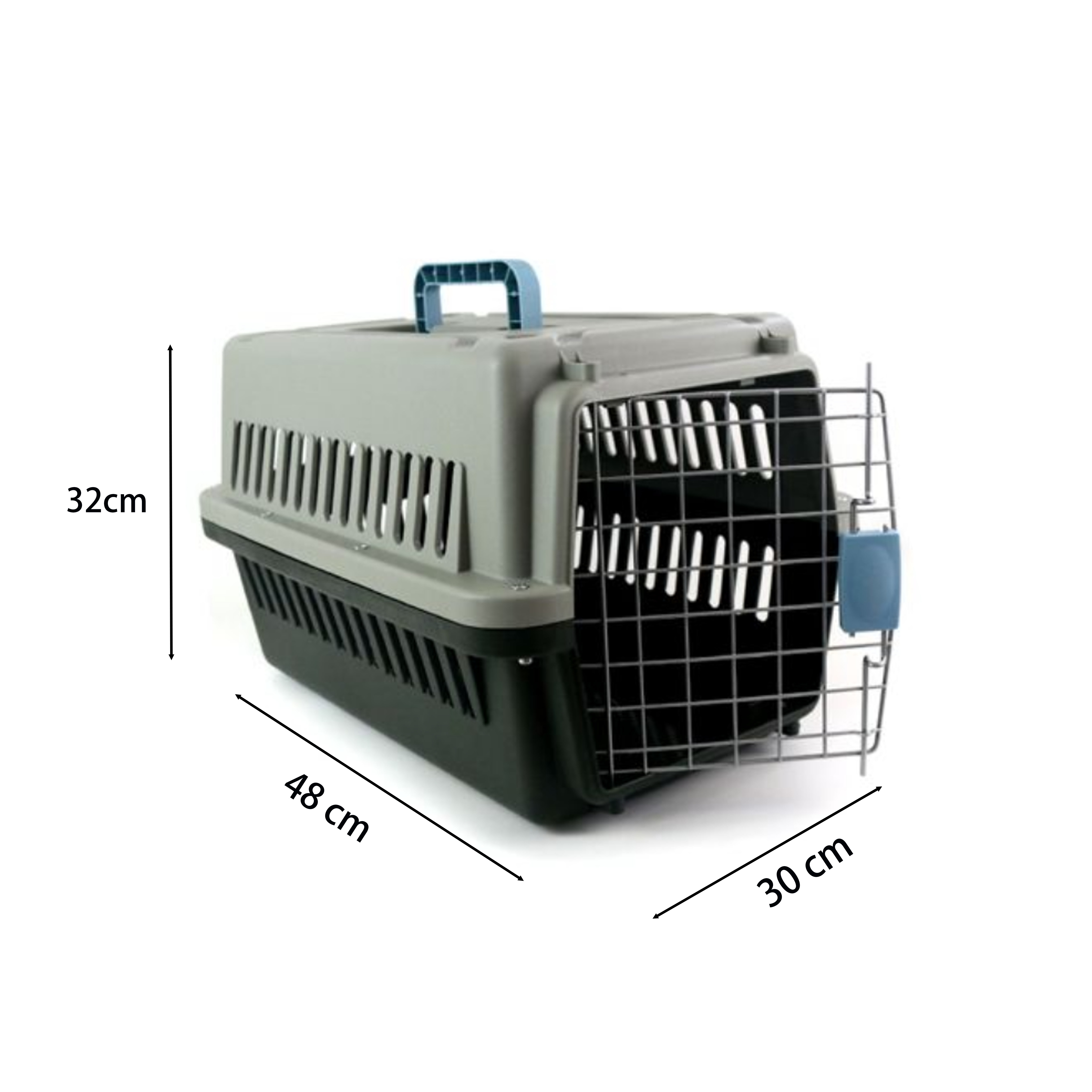 Transportin rigido para mascotas, jaula para perros o gatos transpirable con asa, rejillas metalicas de aireacion, jaula para viajes, autocaravana, uso interiores o exteriores. Disponible en 2 colores y tamaños.