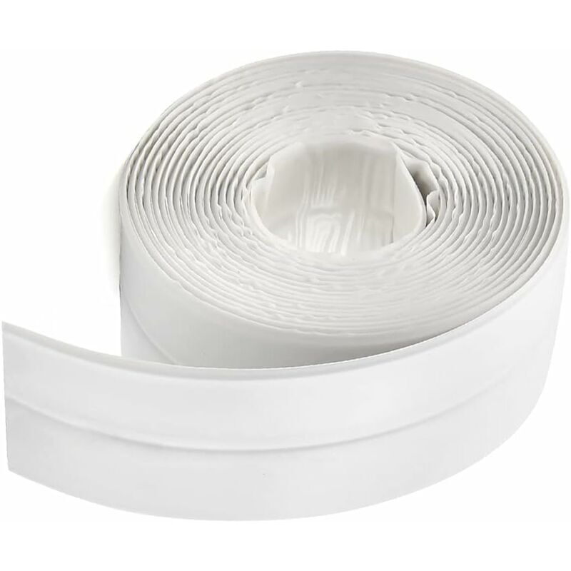 CA Tira de sellado para ducha de 320 x 3,8 cm, sello de silicona para baño, cinta de enmascarar blanca, autoadhesiva de polietileno para bañera, para esquinas de cocina.