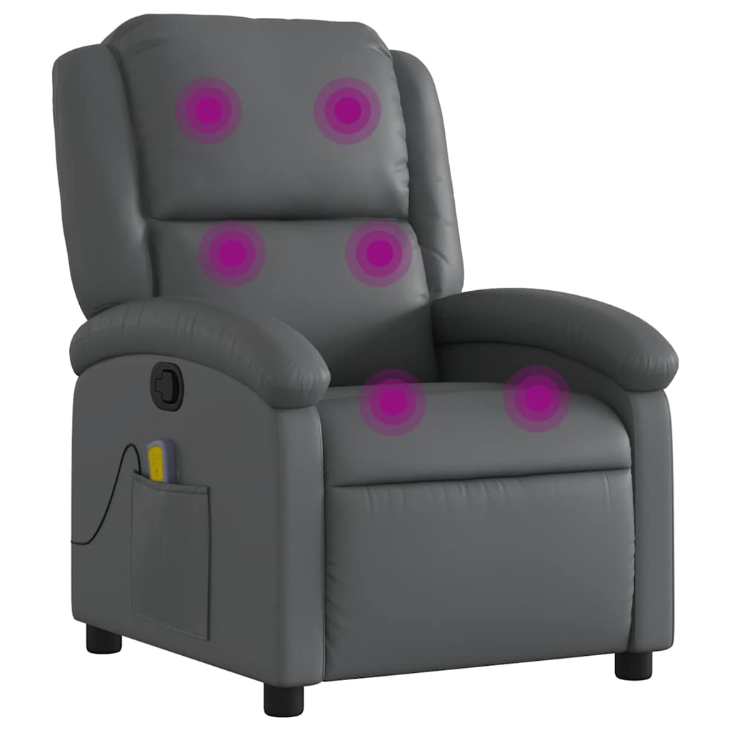 vidaXL Sillón reclinable de masaje en piel sintética negra Multicolor