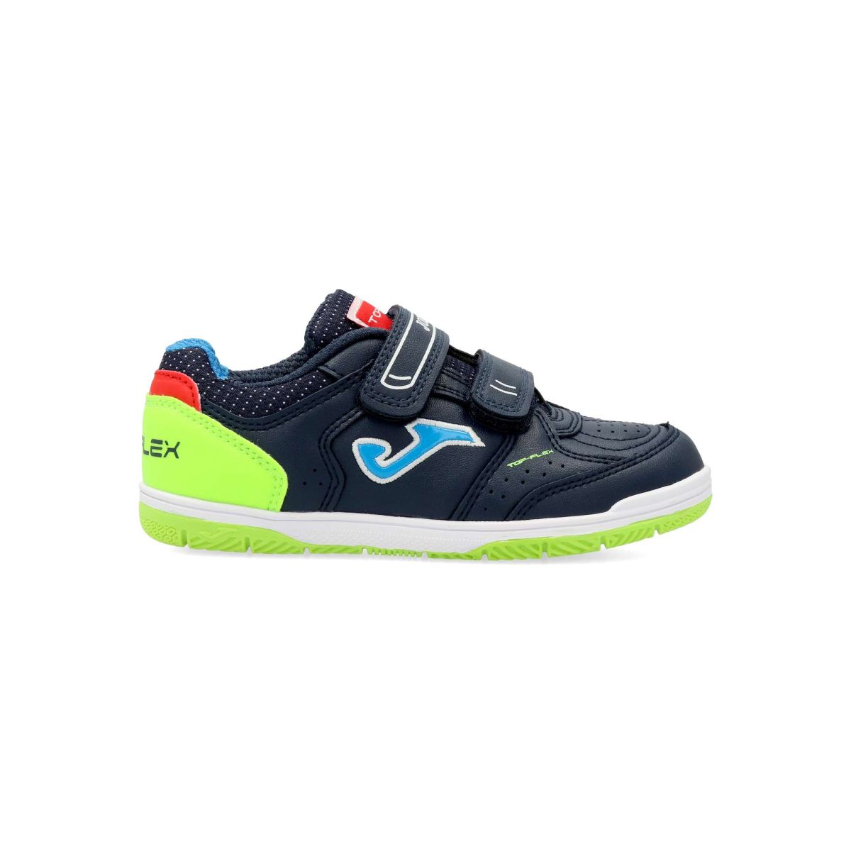 Joma - Zapatillas de fútbol sala indoor Top Flex para niño y niña, fabricadas en piel sintética Fibertech con suela de caucho para parqué y terreno liso