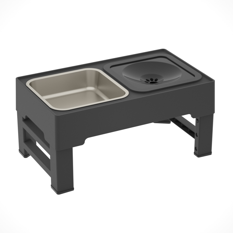 Comedero Doble para Mascotas - Ajustable en Altura, Antideslizante, Plegable