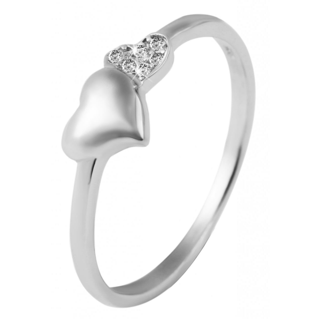 Anillo Coração em Prata de Lei 925 com Zircônias e Banhado a Ródio - Tam.52