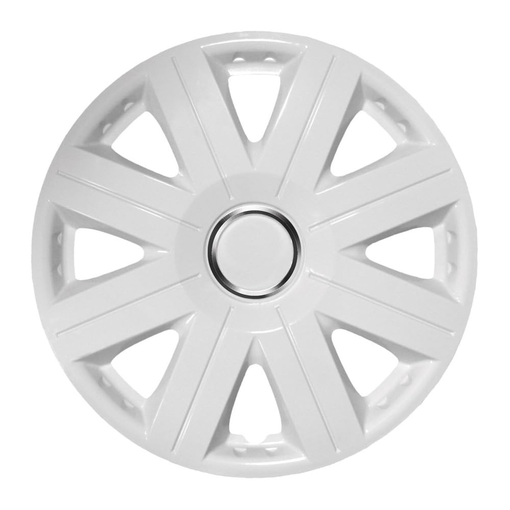 KRAWEHL - Juego de 4 Tapacubos - Modelo Cosmos - Cubre Llantas - Fácil de Instalar - Anillo de Sujección Ajustable - Resistente a los Golpes - Realizado en ABS - Color Blanco