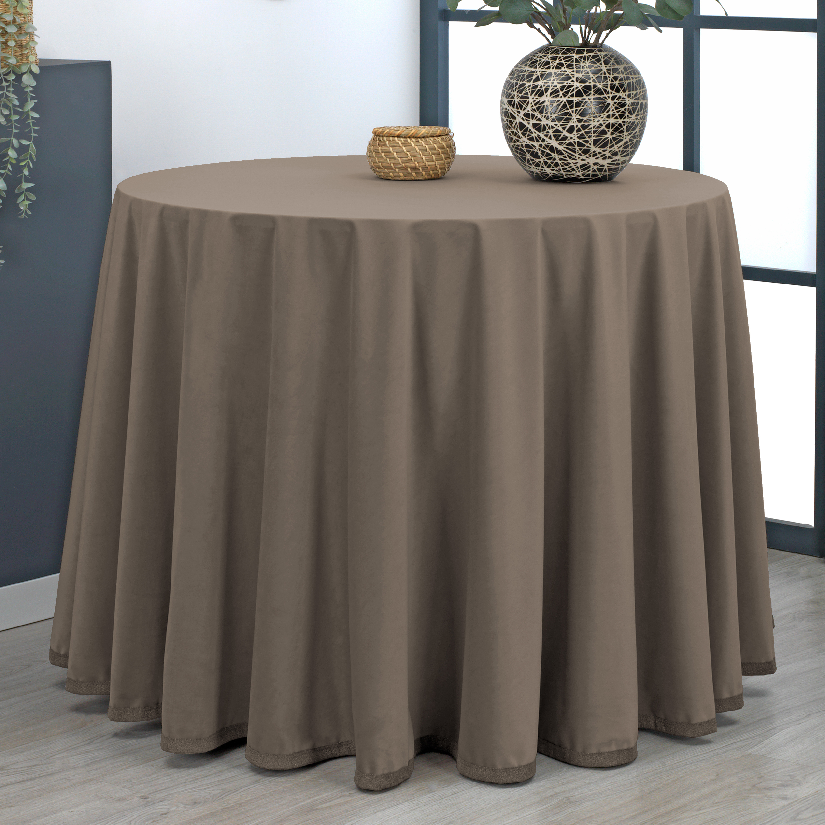 VALENTIA HOME Falda Mesa Camilla Velutto (terciopelo) | Ropa Mesa Camilla Redonda | Mesa 60, 70, 80, 90, 100, 110, 120 CM | Camilla Mesa Decorativa | Tejido Terciopelo para Invierno y Otoño | Faldillas Mesa Camilla con Altura para Mesa 75 cm
