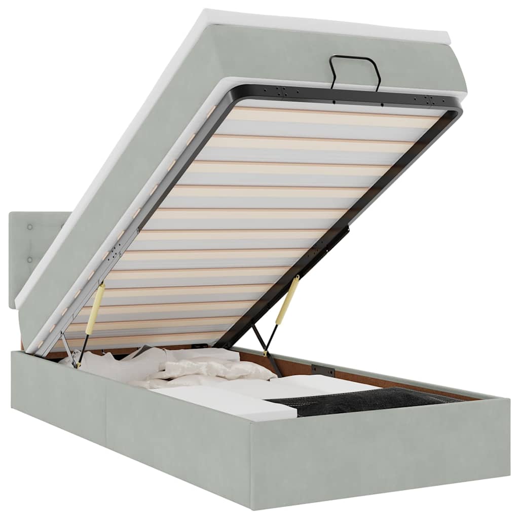 vidaXL Estructura cama otomana colchón terciopelo gris claro 100x200cm