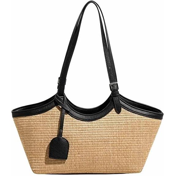 Bolsa de paja para mujer, bolso tejido de verano, casual, para playa, bolsa de mano para trabajo, viajes, bolsa de hombro, bolsos para ir de compras