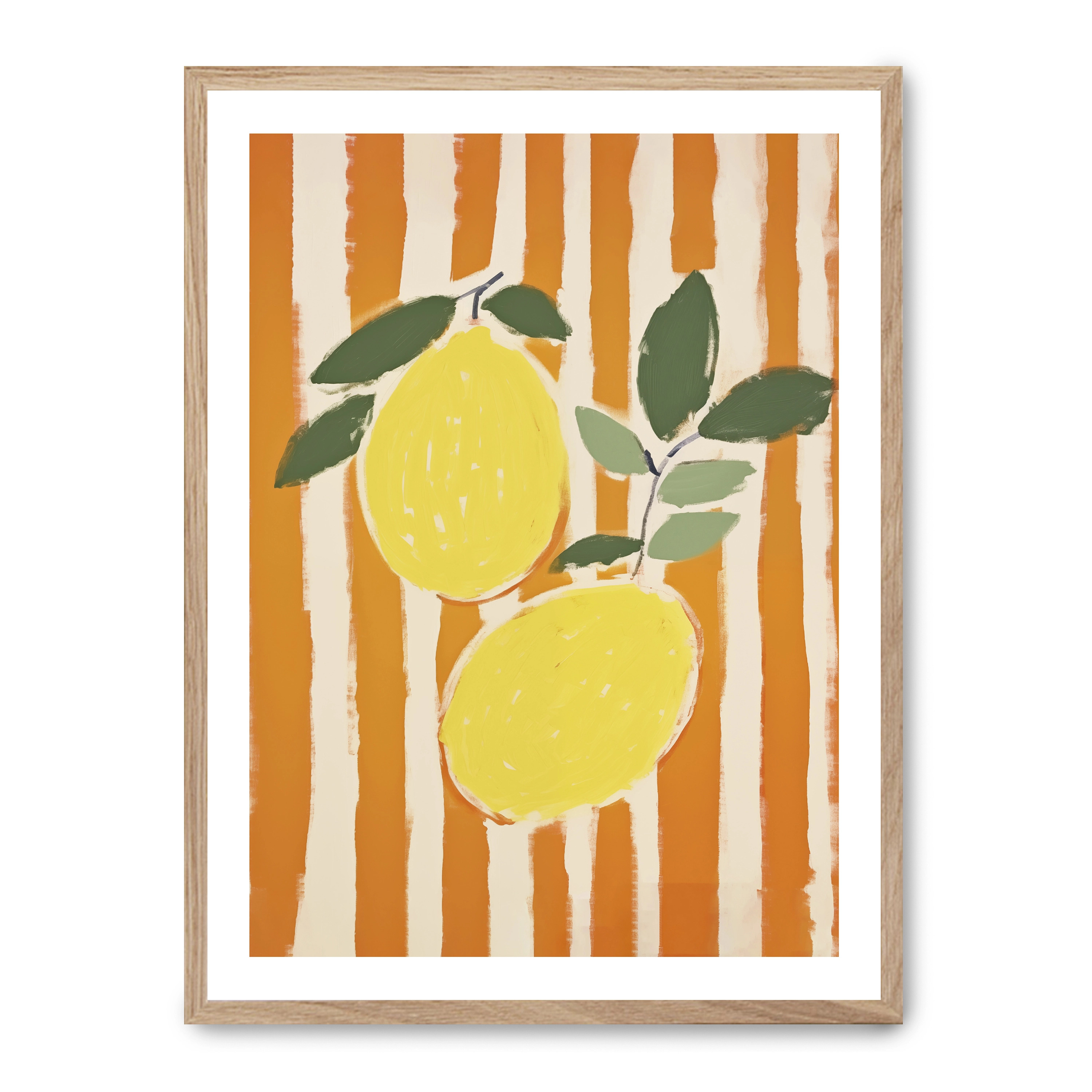 Cuadro lemons ii 30x40cm, Póster impreso en papel de primera calidad de 180gr, montado sobre marco de madera MDF acabado roble., Cocina - Gastronomía