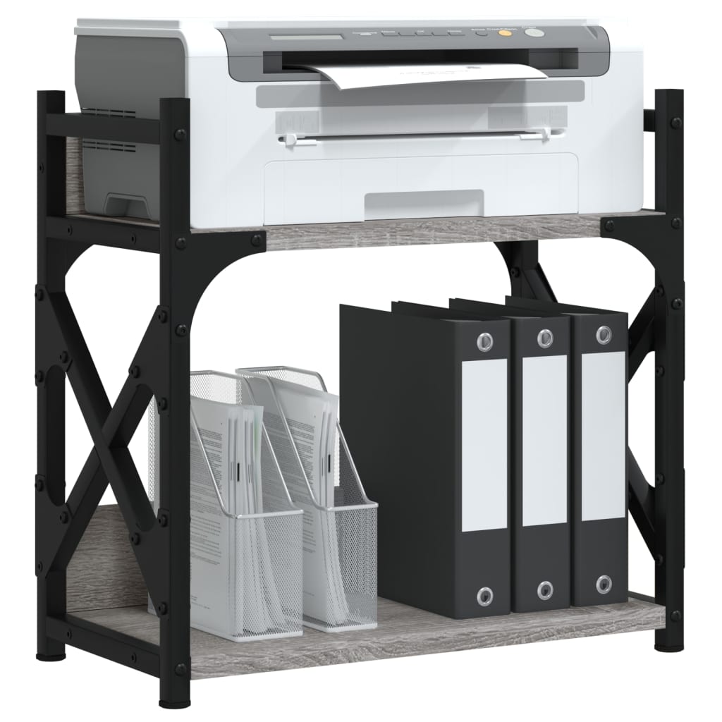 vidaXL Soporte de Impresora 2 Niveles Estante Organizador Archivos Color Gris sonoma,  Marrón roble,  Negro y mas