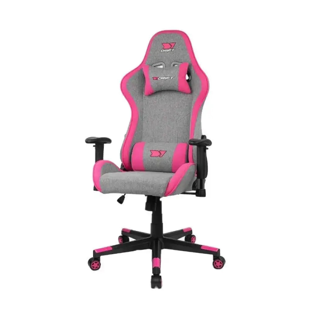 Drift - Silla gaming DR90 Pro con reposabrazos 2D y respaldo reclinable hasta 135º, gris/rosa, para escritorio o juego
