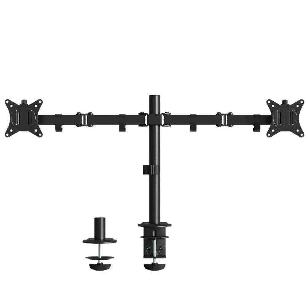 Ewent - Soporte de escritorio para dos monitores EW1512 con ajuste ergonómico hasta 32 pulgadas, montaje universal VESA 75x75 y 100x100, sistema de gestión de cables y giro 360°