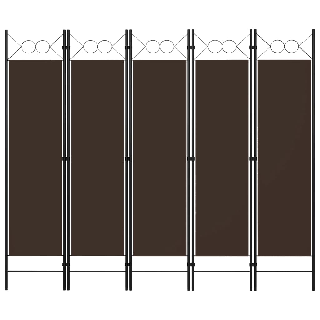 vidaXL Biombo divisor de 5 paneles marrón 200x180 cm