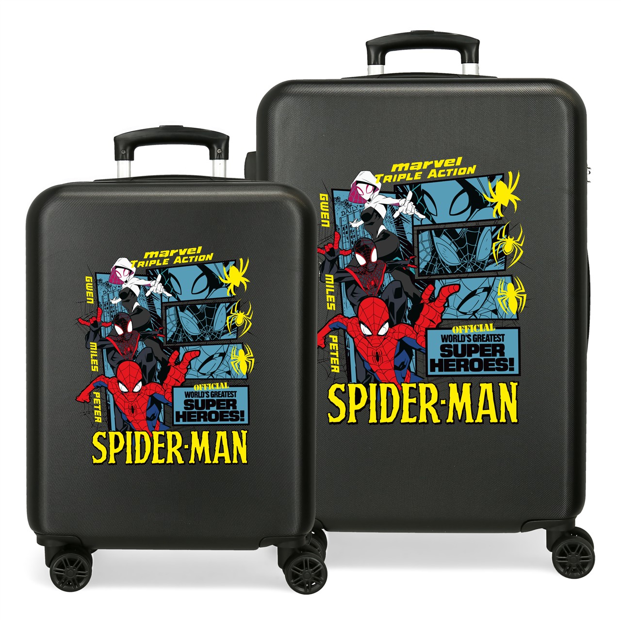 Juego de maletas Spiderman super heroes negro 46x65x23 cm