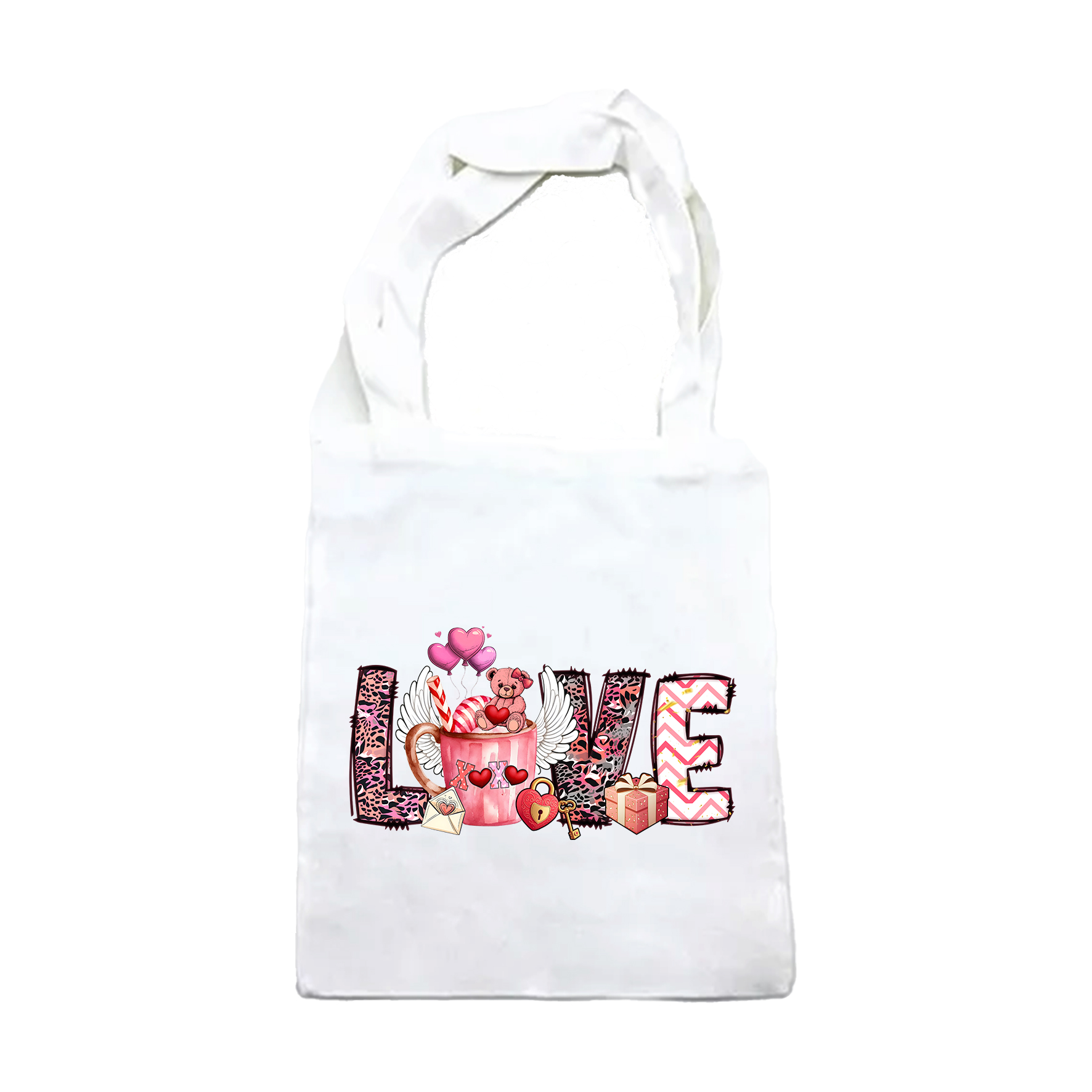 Bolsa Tote Bag "LOVE"- Diseño Animal Print y Osito Romántico - Regalo Original para Mujer. Conecta+y+compra