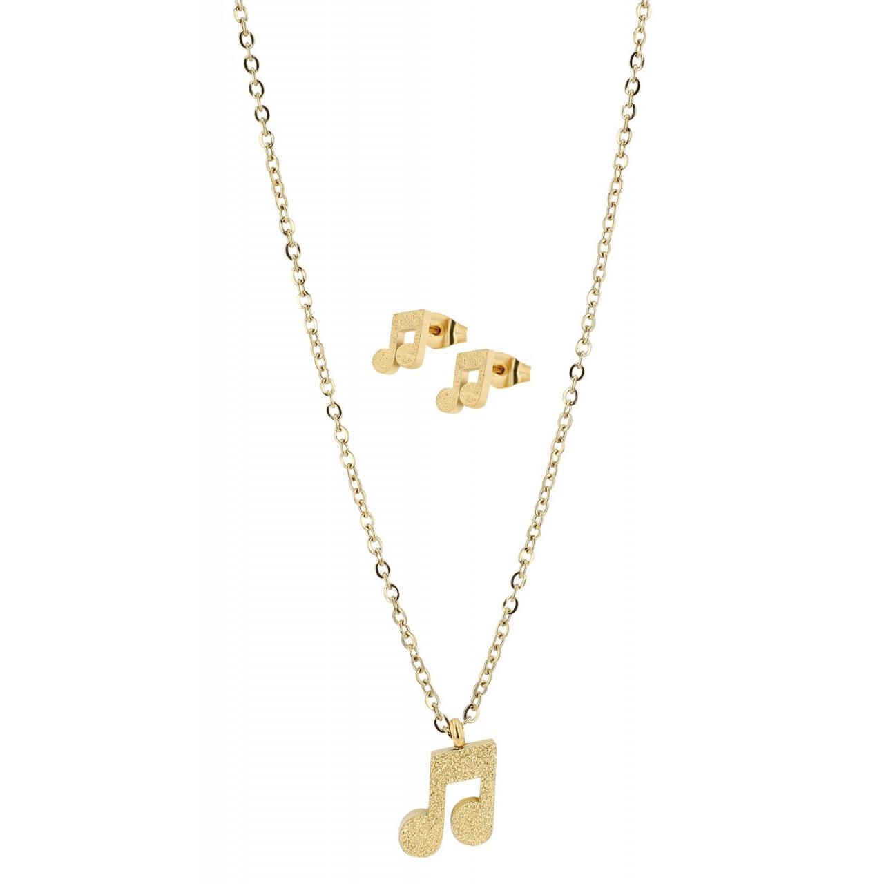 Akzent® Conjunto Collar e Pendientes Nota Musical em Aço Inoxidável