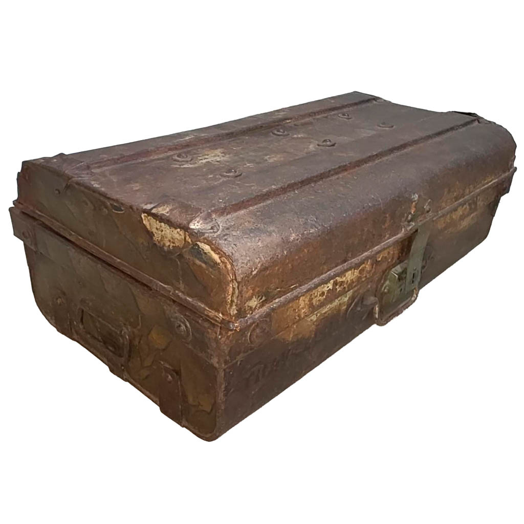 Wonderlust Deco - Maleta de metal acabado artesanal marrón 67x37x25h cm Marrón 67x37x25h cm