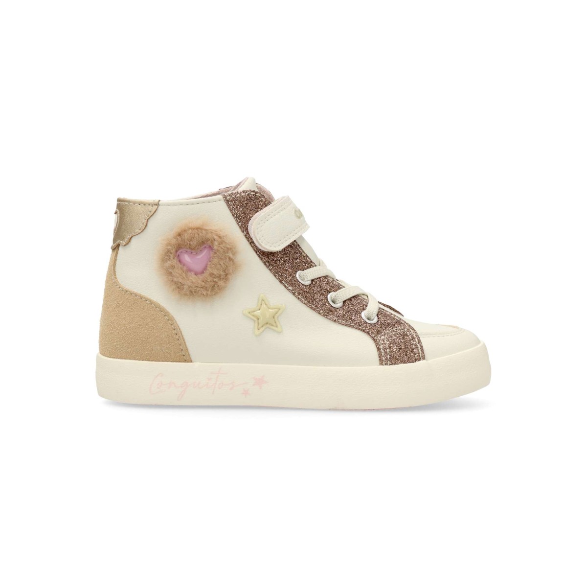 Conguitos - Botines casual CONGUITOS para niña con detalles glitter y adorno de pelo con corazón, diseño llamativo y fácil de combinar para el día a día
