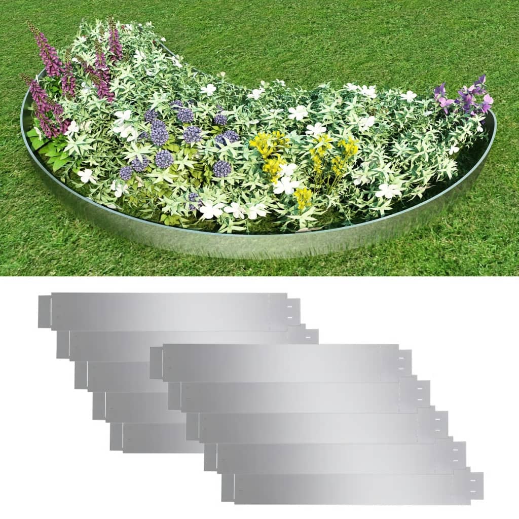 vidaXL Paneles Divisores Jardín Arriates Acero Glavanizado Flexible Chapas (10 unidades) Dimensiones 100 x 14 cm, 100 x 20 cm