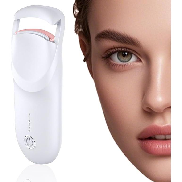 Este rizador de pestañas calentado cuenta con una pantalla LED, es recargable, tiene temperatura ajustable y se apaga automáticamente, creando un rizo natural y duradero