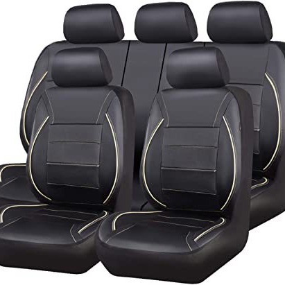 TK Funda de asiento de coche de cuero sintético con arco de cuero artificial
