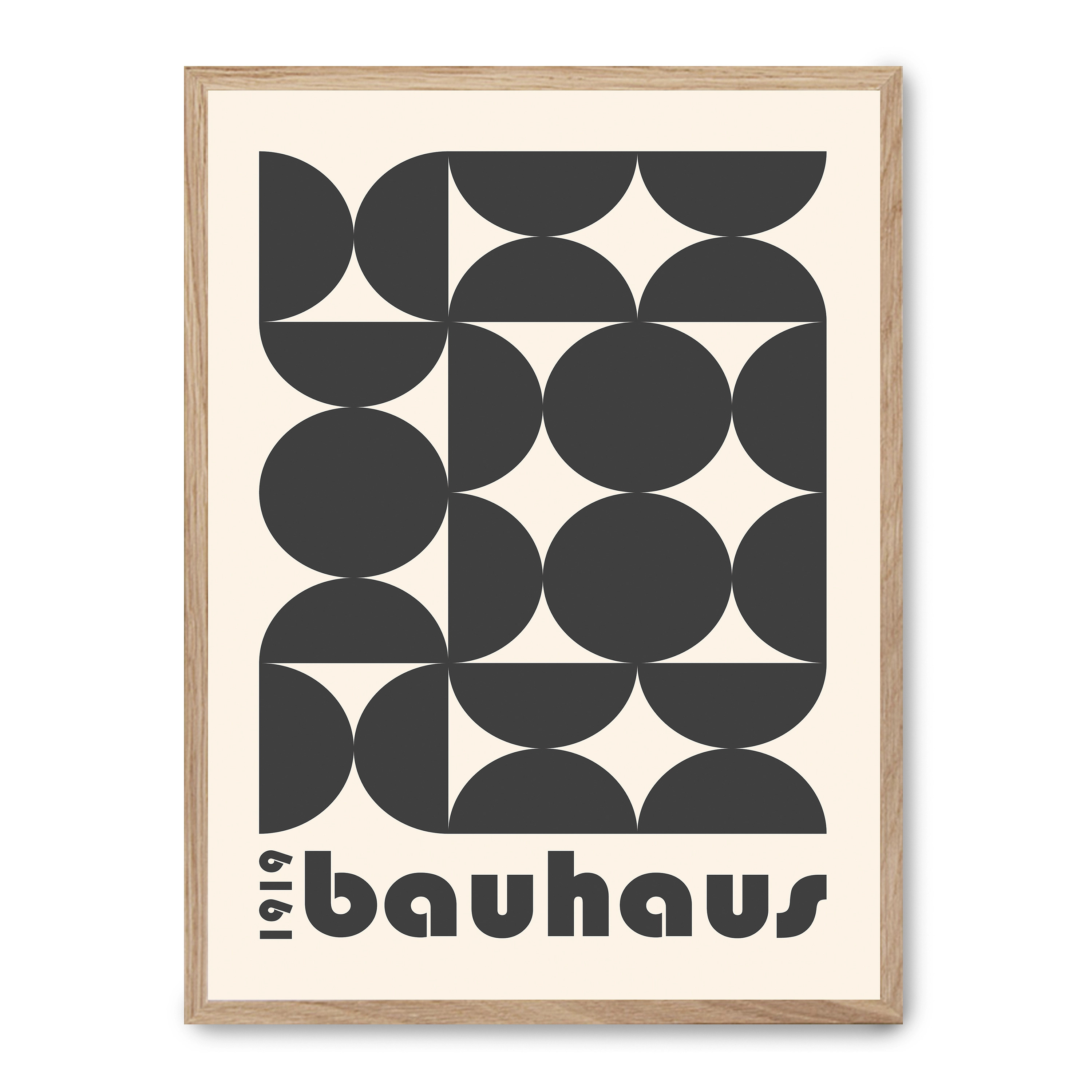 Cuadro bauhaus black forms i 30x40cm, Póster impreso en papel de primera calidad de 180gr, montado sobre marco de madera MDF acabado roble., Arte - Bauhaus