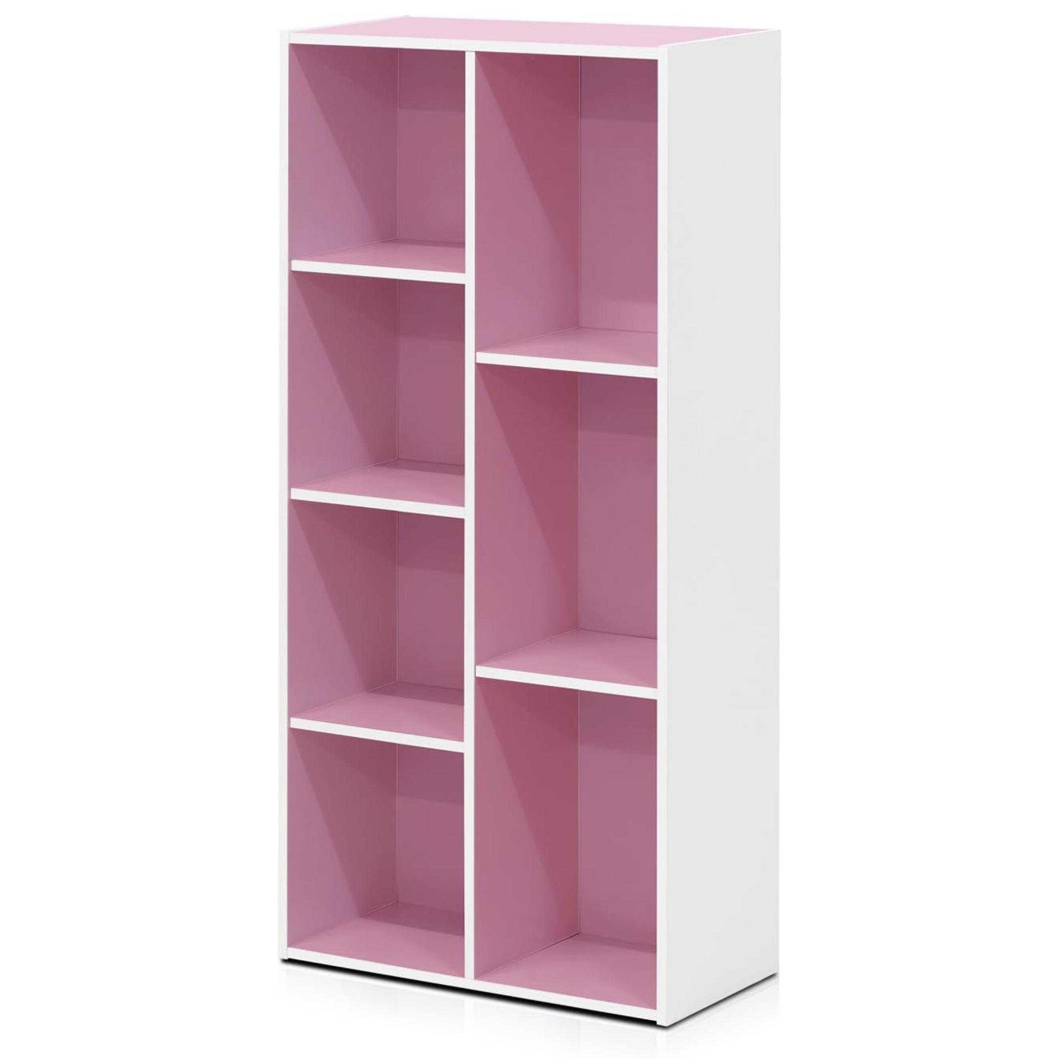ORION91® - Unidad - Estantería infantil con 7 cubes y 5 estantes, fabricado en alta densidad tablero de fibras en rosa y blanco, 105,9 x 49,5 x 23,9 cm - spaziOrion91