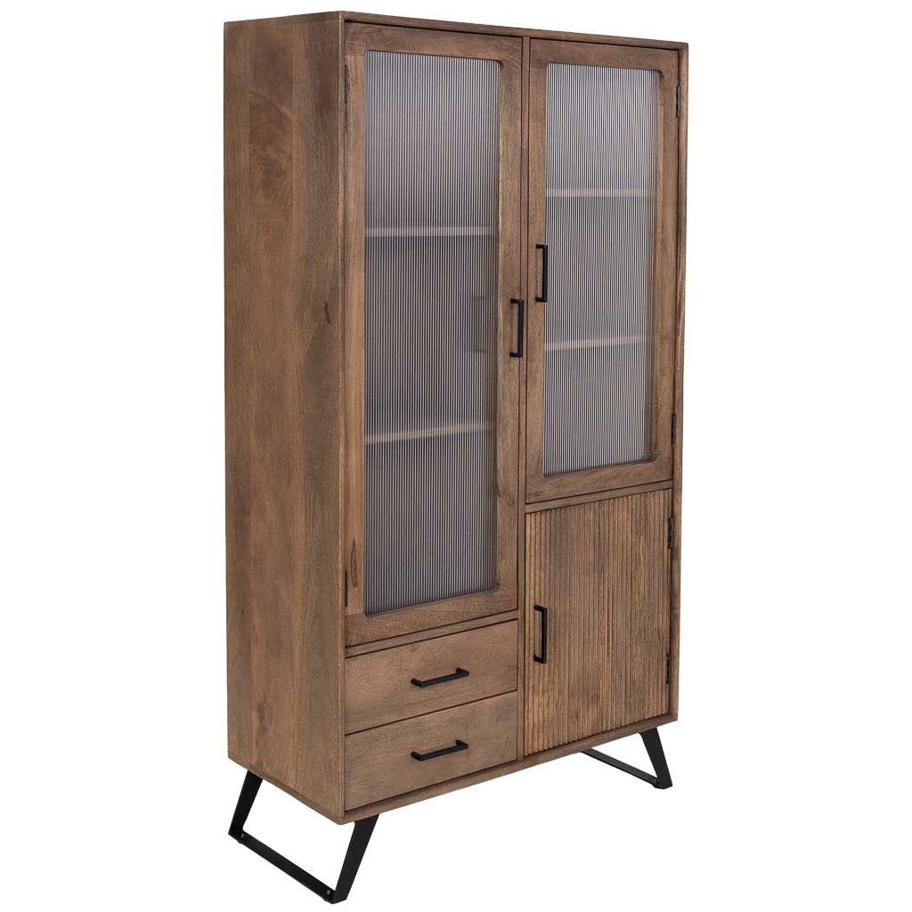 Wonderlust Deco - Vitrina de madera artesanal marrón 90x40x170h cm Marrón 90x40x170h cm