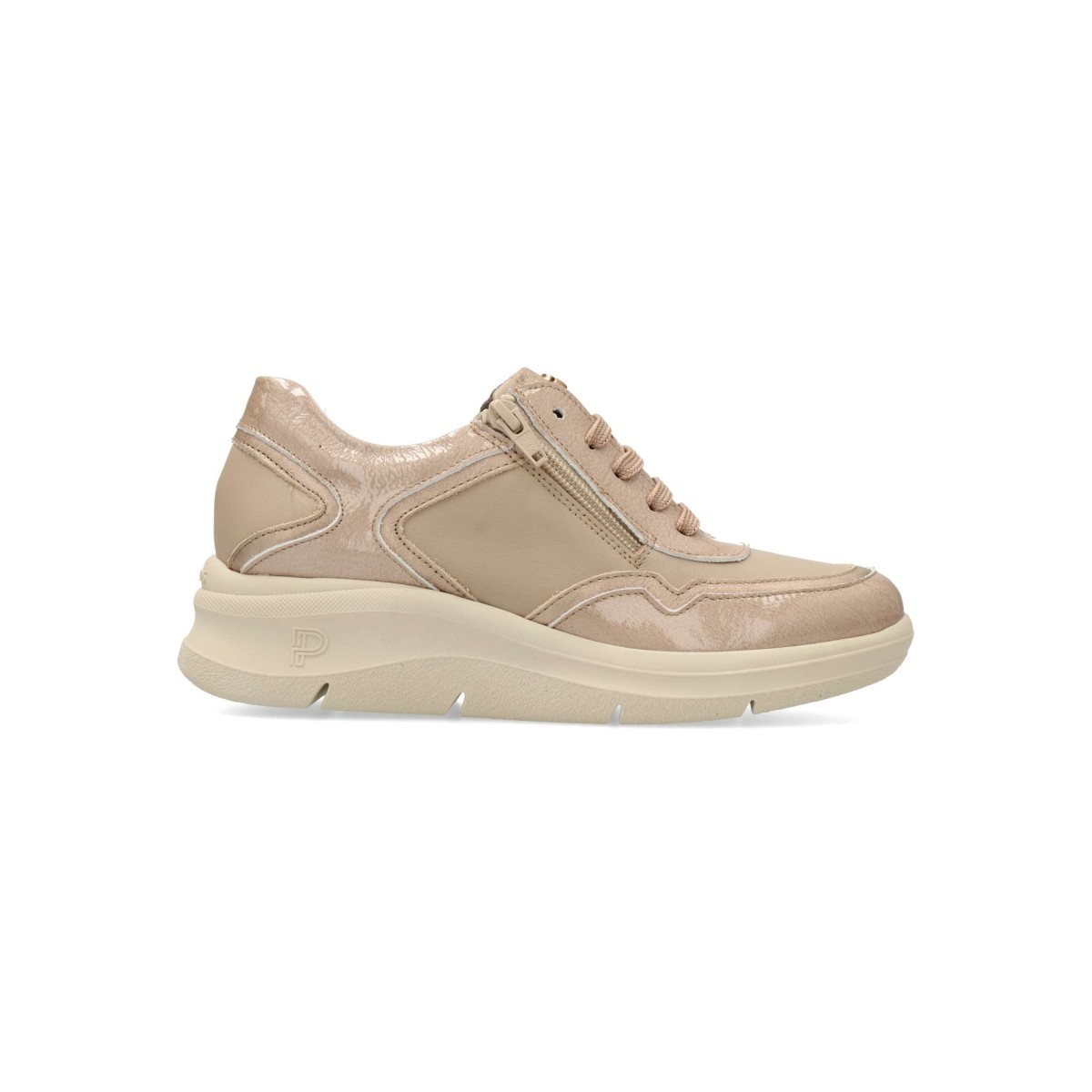 PITILLOS - Zapatillas deportivas mujer casual con cremallera y cierre de cordones, piel de alta calidad, plantilla acolchada extraíble y cuña de 4 cm