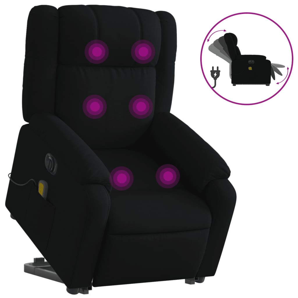 Vidaxl Sillón de Masaje Eléctrico Reclinable Tela Gris Claro, Gris Oscuro, Negro
