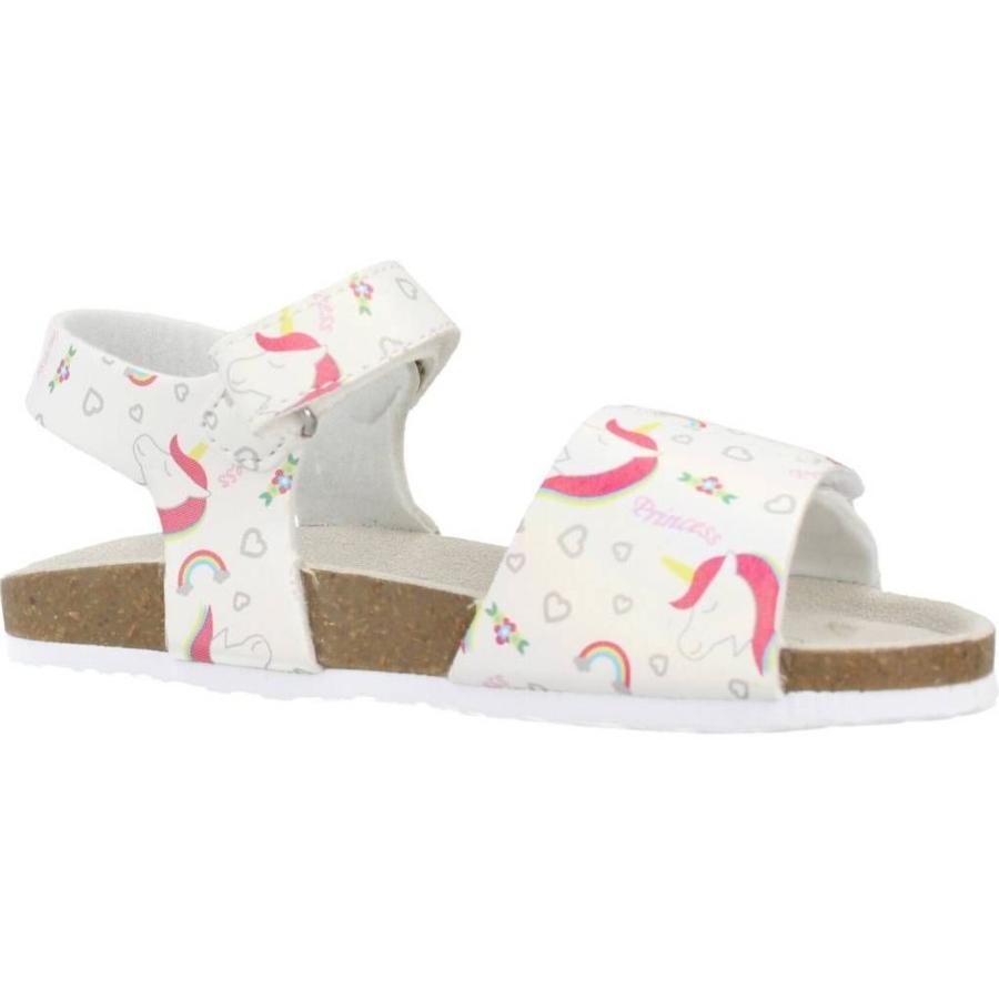 Sandalias Bio Chicco Findy blancas con unicornios, corazones y arco iris cierre velcro