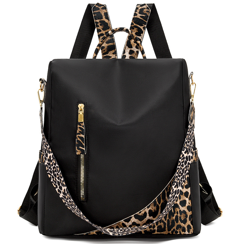 TK School backpackYouthOxford lienzo estampado de Leopardo Bolsa de hombro Femenino casual versátil Viaje mochila Bolso ligero Bolso de moda